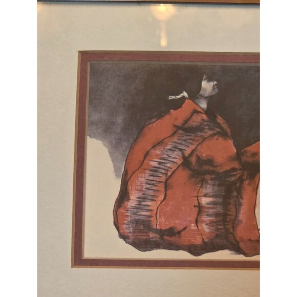 R.C. Gorman "Night" Framed Art Print Signed 7x8 Inches Gold Frame - Picture 10 of 11